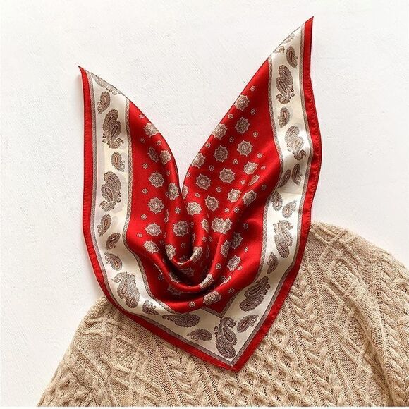 Red Paisley Silk Scarf - Picture 1 of 4